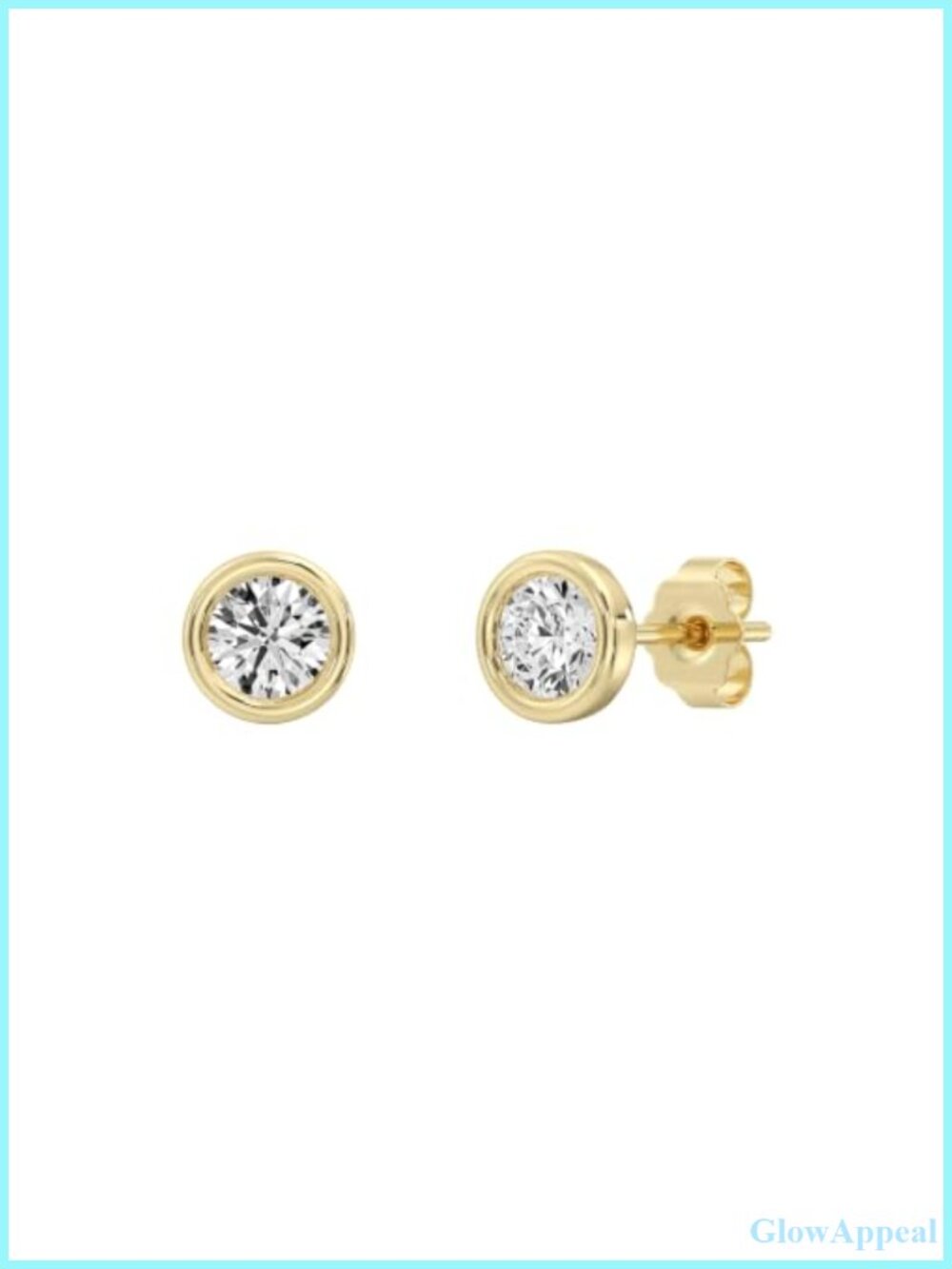 Lab Grown Diamond Bezel Stud Earrings 14KT Gold Plated Sterling Silver